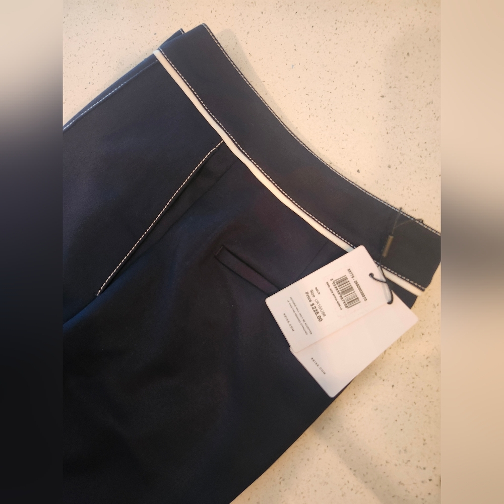 NWT REISS ORIEL CONTRAST STITCH WIDE LEG TROUSERS Color: Navy SIZE 6 - Picture 8 of 9